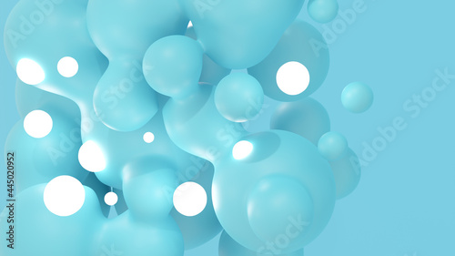 Sticky liquid spheres. 3D illustration