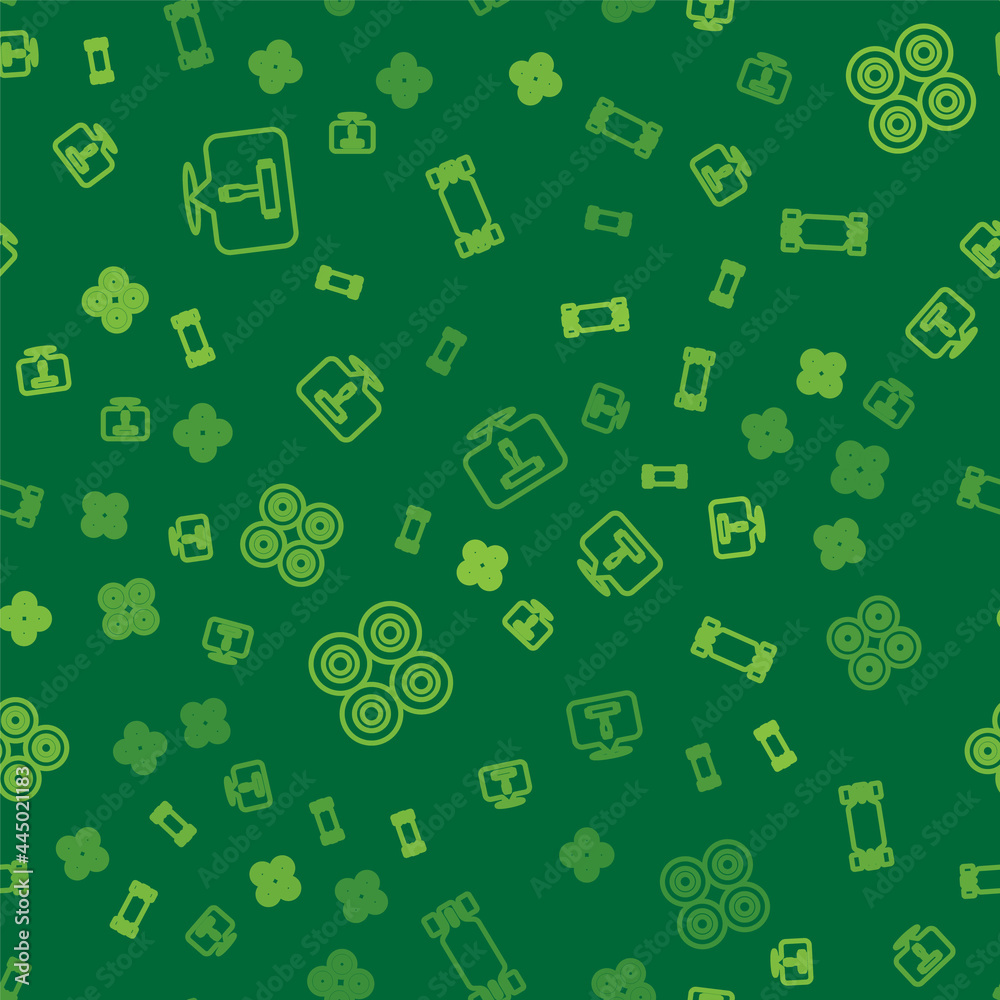 Set line Skateboard T tool, wheel and Longboard or skateboard on seamless pattern. Vector Set line Skateboard T tool, wheel and Longboard or skateboard on seamless pattern. Vector