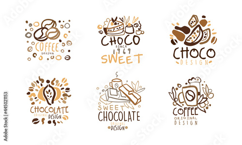 Sweet Chocolate and Coffee Logo Original Design Vector Set