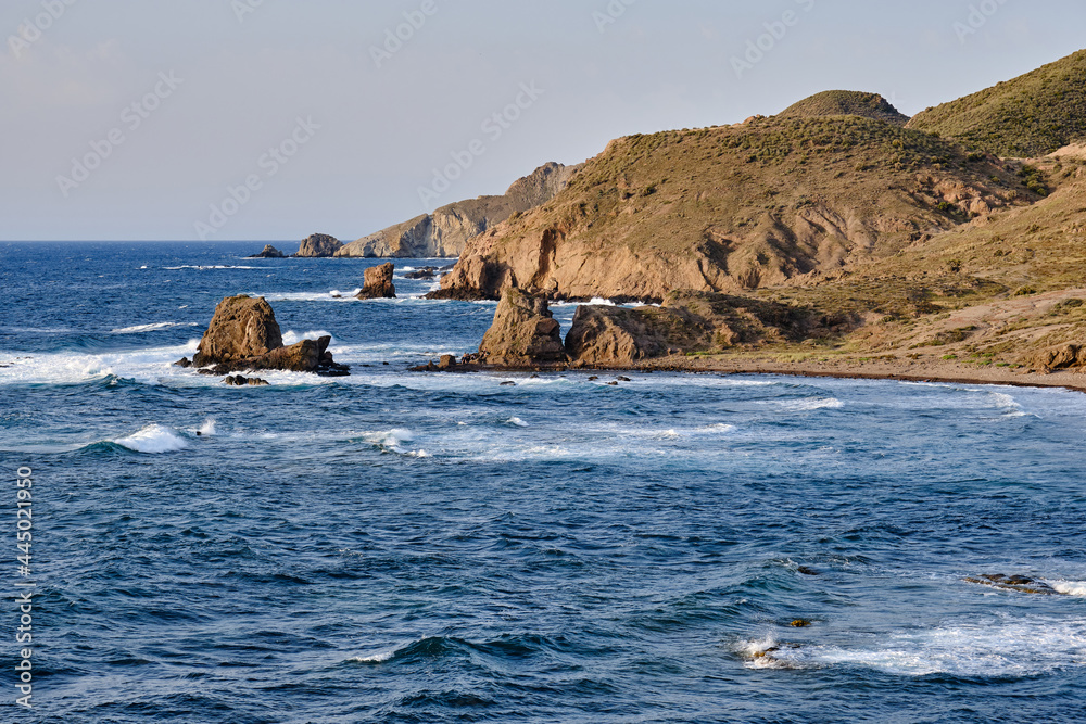 Beach of Embarcadero Coastline of Cabo de Gata-Nijar national park in Spain, Beach of Embarcadero Coastline of Cabo de Gata-Nijar national park in Spain,