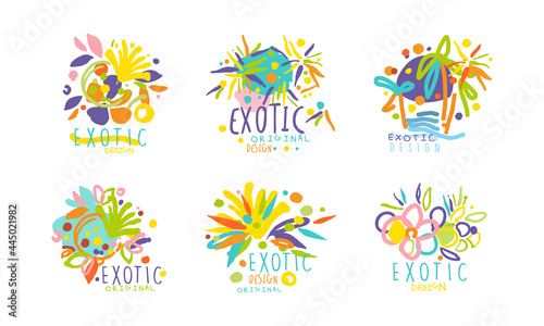 Exotic Logo Original Design Collection with Bright Shapes Vector Set