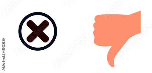 Thumbs down with disapproval sign.bad feedback.evaluation and rating concept.