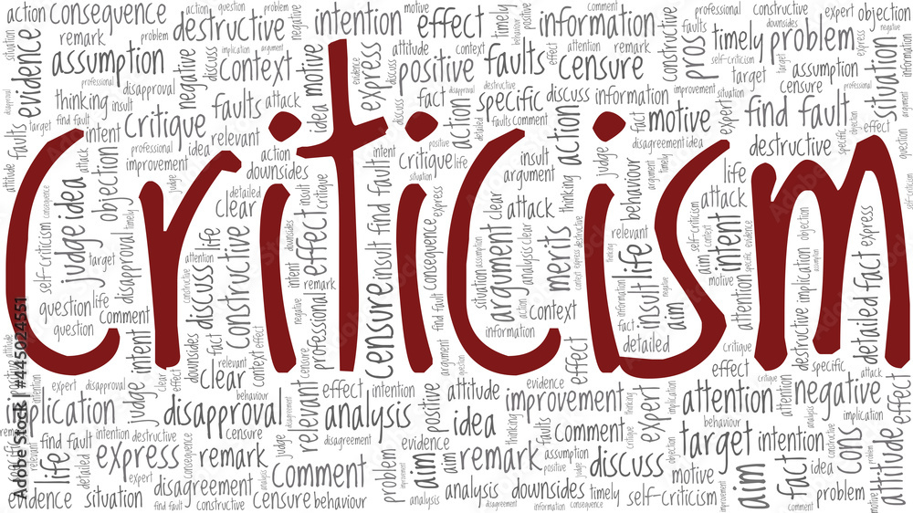Фотография Criticism vector illustration word cloud isolated on a white background