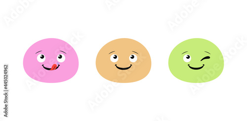 Vector Happy Cartoon Mochi Illustration Isolated on White Backgorund.

