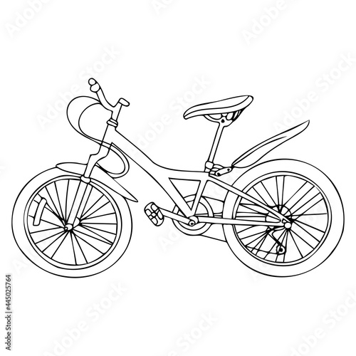 The bike is drawn with a black line. Bicycle silhouette.