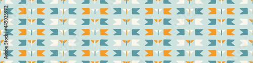 Summer tropical stripe seamless border pattern. Bright retro broken line banner edge. Fun gender neutral gift wrap masking taper decor washi ribbon trim in vector.