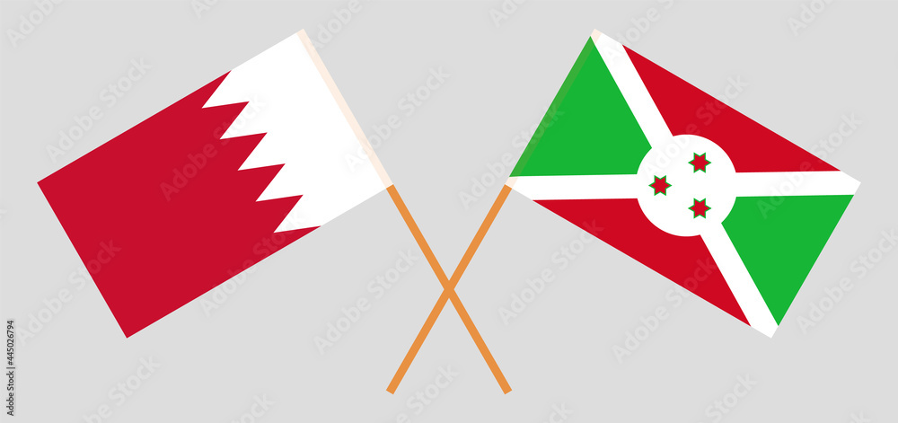 Crossed flags of Bahrain and Burundi. Official colors. Correct proportion Crossed flags of Bahrain and Burundi. Official colors. Correct proportion