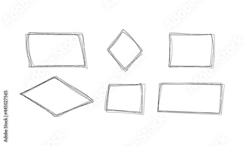 Highlight rectangle scribble frame - ink pen scrawl border for emphasis and highlighting text or important objects.