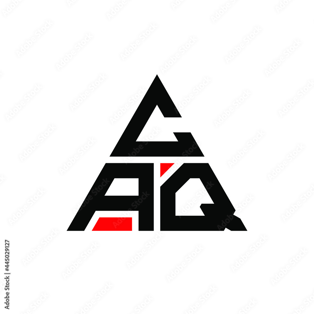 CAQ triangle letter logo design with triangle shape. CAQ triangle logo design monogram. CAQ triangle vector logo template with red color. CAQ triangular logo Simple, Elegant, and Luxurious Logo. CAQ 