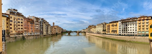 Italy, Arno river in Florence, view from gold bridge