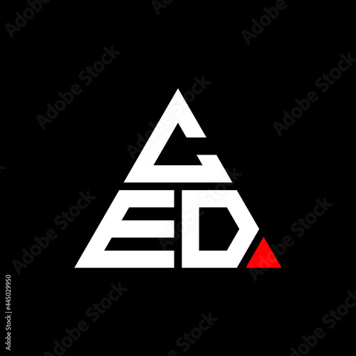 CED triangle letter logo design with triangle shape. CED triangle logo design monogram. CED triangle vector logo template with red color. CED triangular logo Simple, Elegant, and Luxurious Logo. CED 