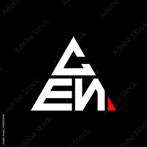 CEN triangle letter logo design with triangle shape. CEN triangle logo design monogram. CEN triangle vector logo template with red color. CEN triangular logo Simple, Elegant, and Luxurious Logo. CEN 