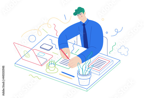 Business topics - the tasks. Modern flat vector