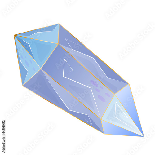 Beautiful crystal, gem, jewel is isolated on white background. A colorful stone for games and applications. Vector illustration in cartoon style.