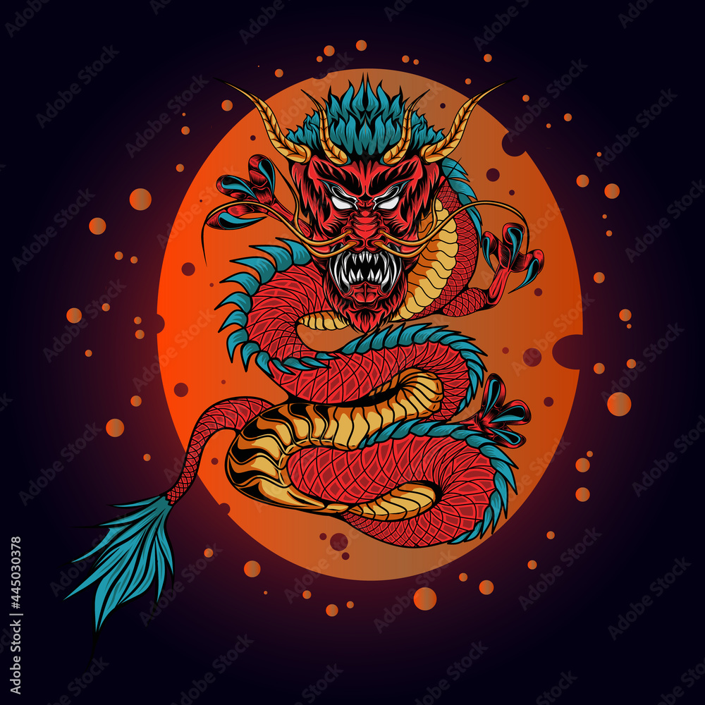 Legendary Chinese Dragon Illustration
