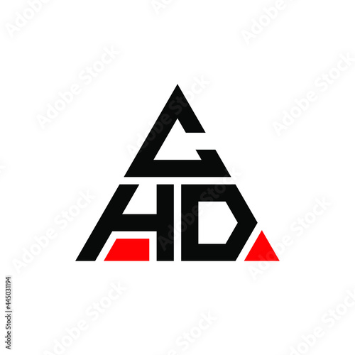 CHD triangle letter logo design with triangle shape. CHD triangle logo design monogram. CHD triangle vector logo template with red color. CHD triangular logo Simple, Elegant, and Luxurious Logo. CHD  photo
