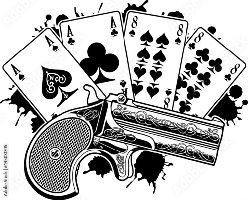 paying cards "dead man´s hand" and gun