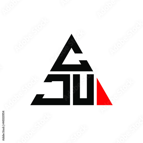 CJU triangle letter logo design with triangle shape. CJU triangle logo design monogram. CJU triangle vector logo template with red color. CJU triangular logo Simple, Elegant, and Luxurious Logo. CJU 