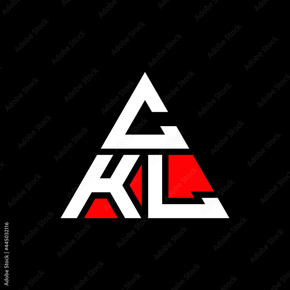 CKL triangle letter logo design with triangle shape. CKL triangle logo design monogram. CKL triangle vector logo template with red color. CKL triangular logo Simple, Elegant, and Luxurious Logo. CKL 