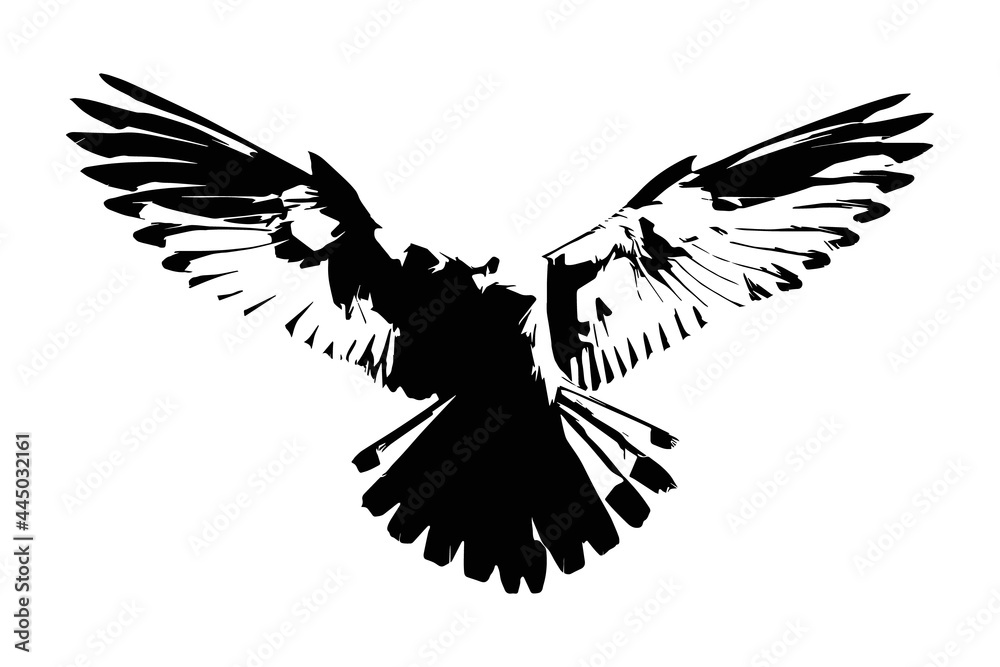 Fototapeta premium Vector graphics of a silhouette of a flying eagle.
