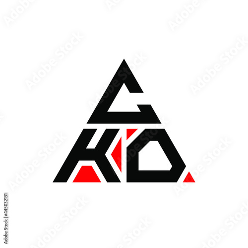 CKO triangle letter logo design with triangle shape. CKO triangle logo design monogram. CKO triangle vector logo template with red color. CKO triangular logo Simple, Elegant, and Luxurious Logo. CKO 