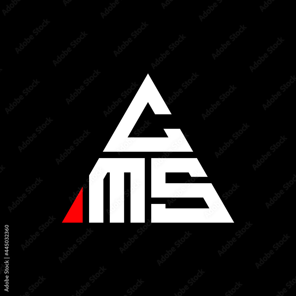 CMS triangle letter logo design with triangle shape. CMS triangle logo design monogram. CMS triangle vector logo template with red color. CMS triangular logo Simple, Elegant, and Luxurious Logo. CMS 