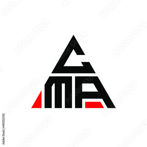 CMA triangle letter logo design with triangle shape. CMA triangle logo design monogram. CMA triangle vector logo template with red color. CMA triangular logo Simple, Elegant, and Luxurious Logo. CMA  photo