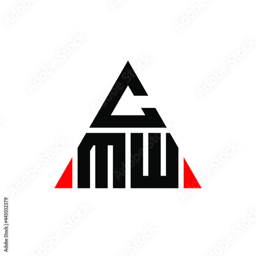 CMW triangle letter logo design with triangle shape. CMW triangle logo design monogram. CMW triangle vector logo template with red color. CMW triangular logo Simple, Elegant, and Luxurious Logo. CMW 