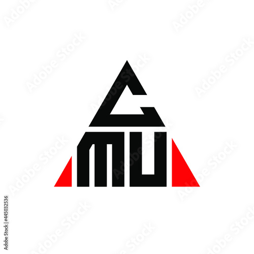 CMU triangle letter logo design with triangle shape. CMU triangle logo design monogram. CMU triangle vector logo template with red color. CMU triangular logo Simple, Elegant, and Luxurious Logo. CMU 