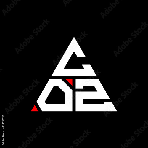 COZ triangle letter logo design with triangle shape. COZ triangle logo design monogram. COZ triangle vector logo template with red color. COZ triangular logo Simple, Elegant, and Luxurious Logo. COZ 