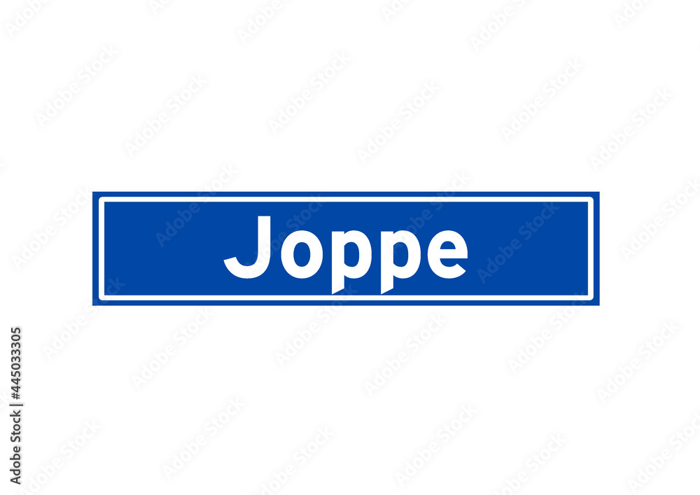 Joppe isolated Dutch place name sign. City sign from the Netherlands. Joppe isolated Dutch place name sign. City sign from the Netherlands.
