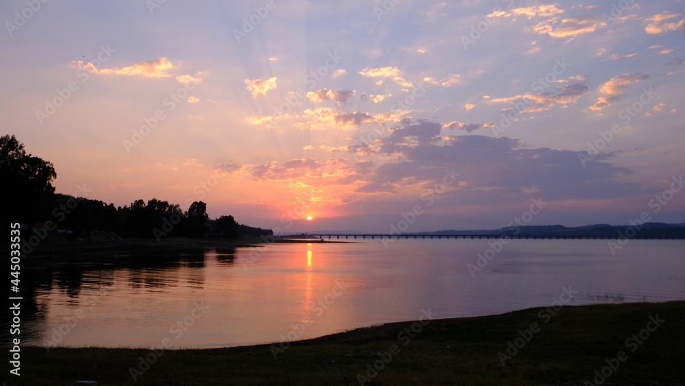 sunset over the lake