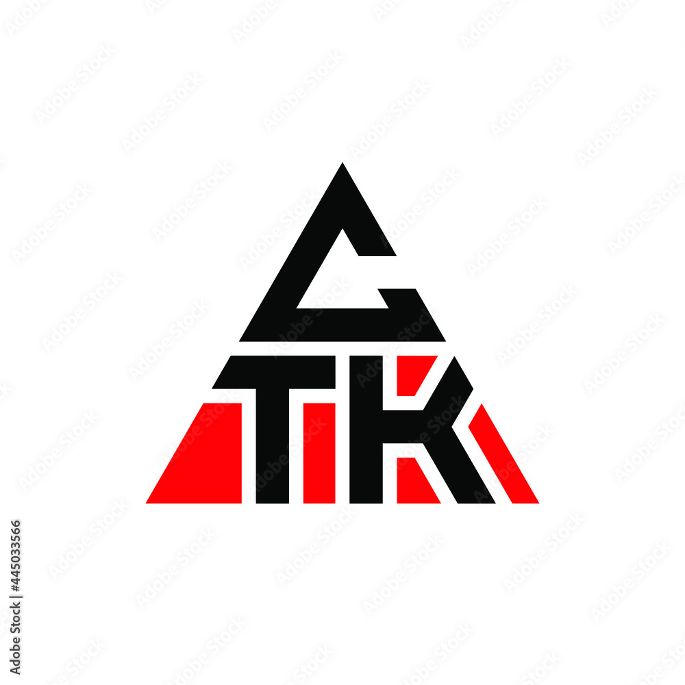 Vetor de CTK triangle letter logo design with triangle shape. CTK