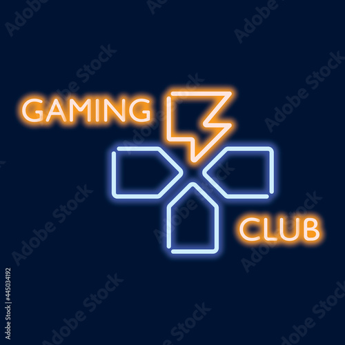 Neon vector logo of the gaming club
