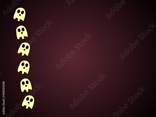 Halloween banner with various small ghosts on a dark purple background