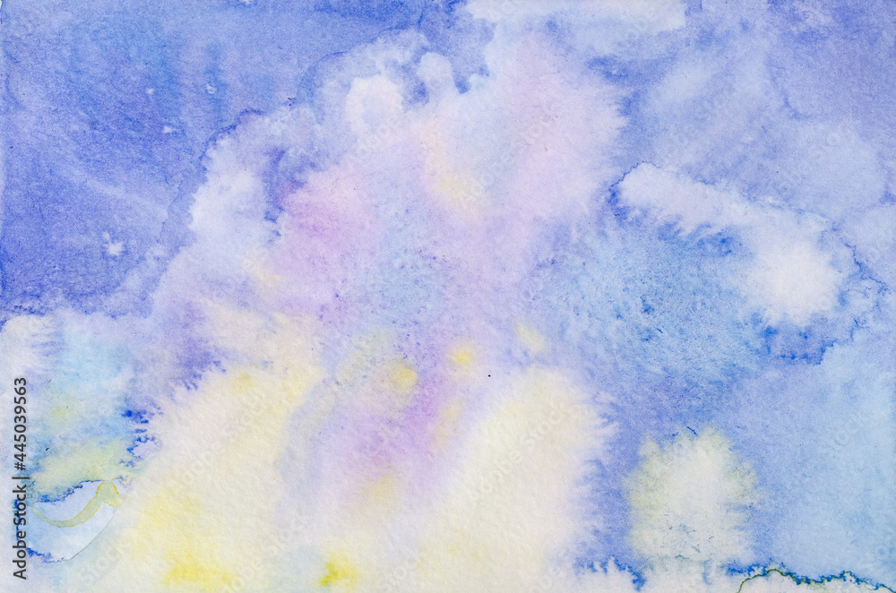 Fototapeta premium hand-drawn watercolor illustration of abstract blue paint stains