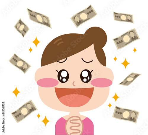 お金に喜ぶ女性