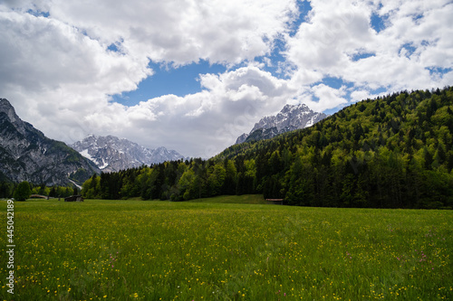 Planica valley in Slovenia with green meadows © Vesna