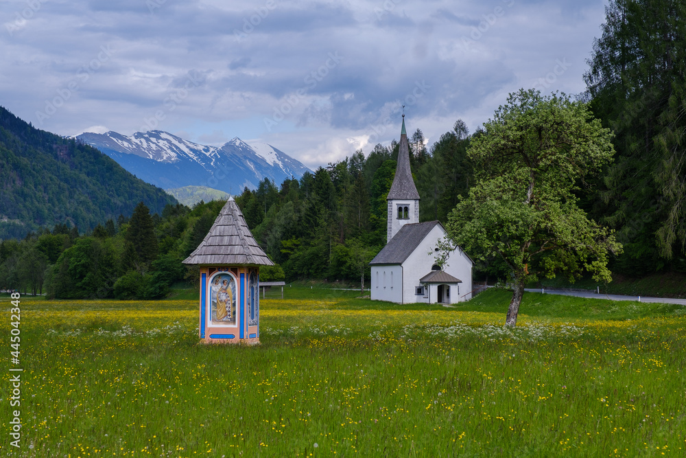 Mojstrana St Clement’s church under alps Mojstrana St Clement’s church under alps