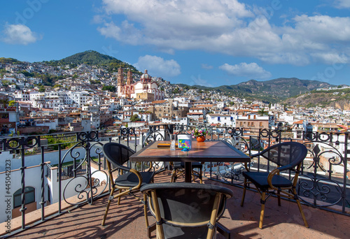 Restaurants and cafes of Taxco with beautiful views of Taxco historic center and Santa Prisca church.