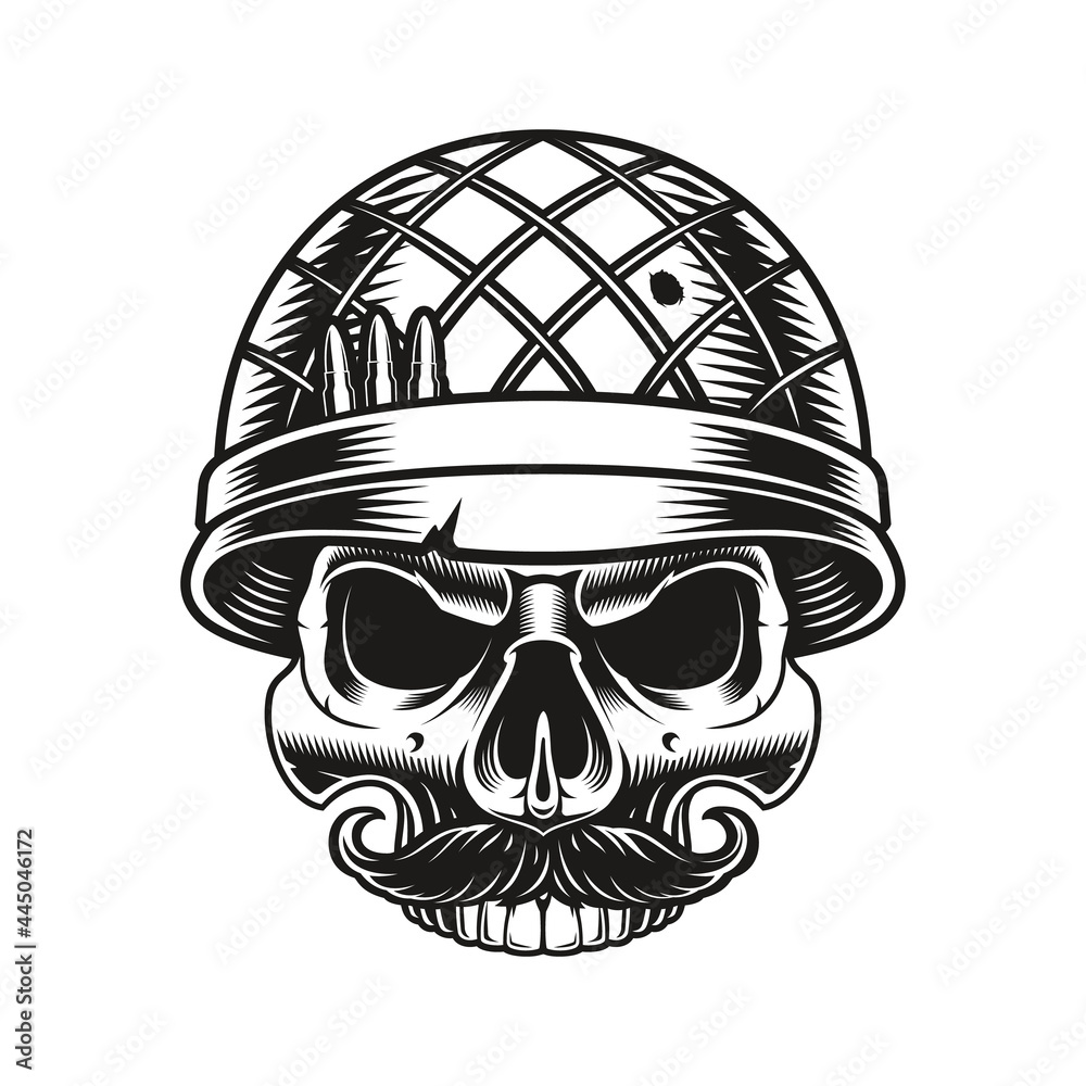 a vector illustration of a skull soldier