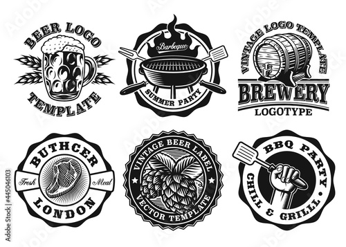 A set of vector badges for BBQ and beer themes