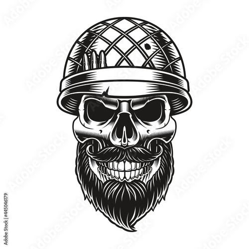 bearded skull soldier vector illustration