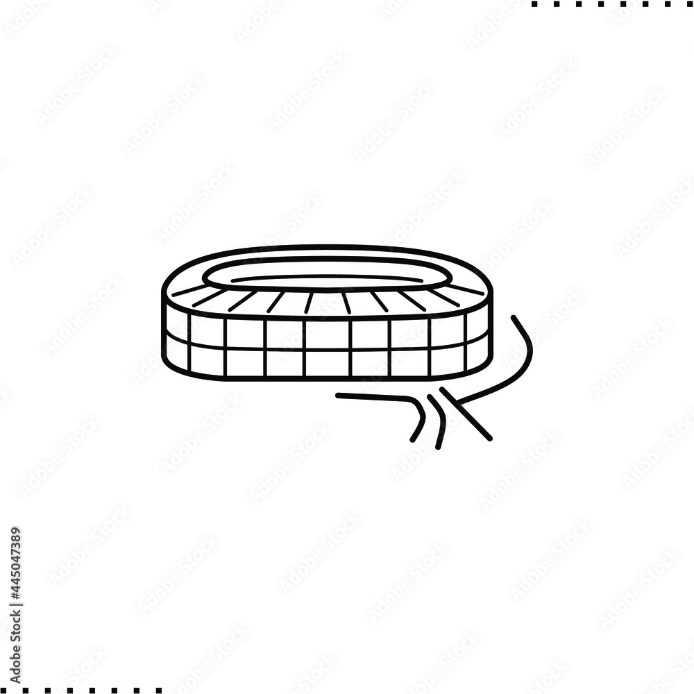 stadium, a sports arena with tiers of seats for spectators, vector small graphic in outline