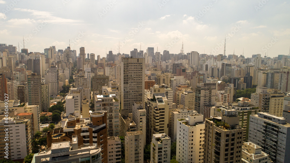 Aerial view of São Paulo, in the neighborhood of Jardim Paulista. Av. Brasil and Ibirapuera Park