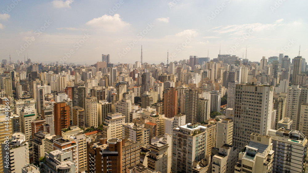 Aerial view of São Paulo, in the neighborhood of Jardim Paulista. Av. Brasil and Ibirapuera Park