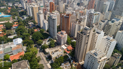 Aerial view of São Paulo, in the neighborhood of Jardim Paulista. Av. Brasil and Ibirapuera Park
