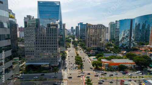 Aerial view of iconic buildings in the financial center in São Paulo, Brazil