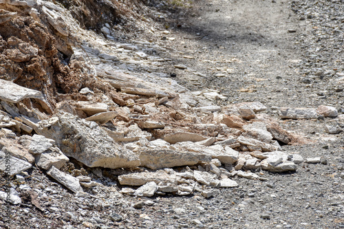 Weg, Wanderweg, Ködnitztal, Ködnitzbach, Kals, Forstweg, Geröll, Mure, Murenabgang, versperrt, Stein, Steine, Schotter, Schotterstraße, unpassierbar, versperrt, Großglockner, Osttirol, Nationalpark, H photo