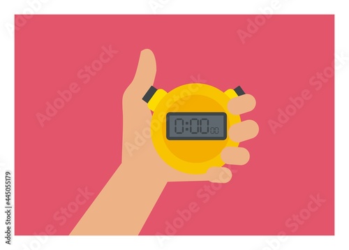 Hand holding stopwatch simple illustration